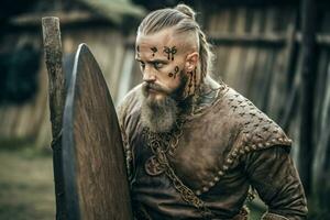 viking guerrier portrait. produire ai photo