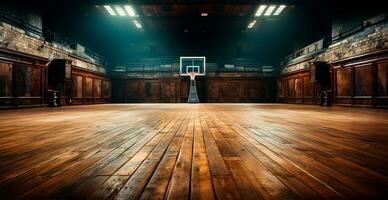 basketball arène, vieux Université Gym - ai généré image photo