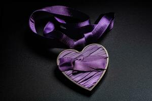 le ultime honneur - une fermer de le violet cœur médaille dans haute contraste - ai généré photo