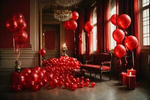 pièce avec ballons et bougies ai généré photo