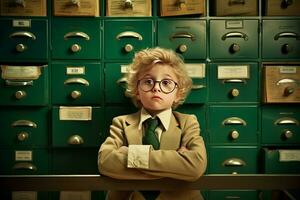 méthodique archiviste enfant garçon. produire ai photo