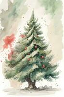 aquarelle La peinture de une Noël arbre. photo