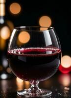 photo de le verre avec rouge du vin ai génératif