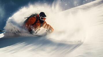 ai génératif hiver extrême des sports cool coup de snowboard dans mouvement photo