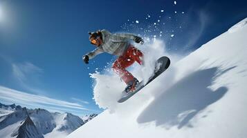 ai génératif hiver extrême des sports cool coup de snowboard dans mouvement photo