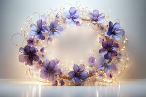 ai généré violet fleur Contexte avec copie espace photo