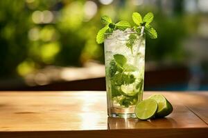 Mojito cocktail avec citron vert et menthe. ai génératif photo