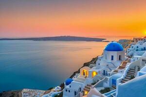 paysage méditerranéen Santorin île, Grèce . ai génératif pro photo