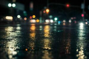 gouttes de pluie et lampadaires à nuit. Contexte. ai génératif pro photo