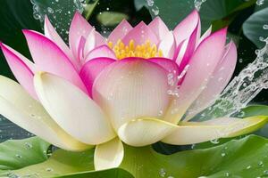 l'eau éclaboussure sur lotus fleur. Contexte. ai génératif pro photo