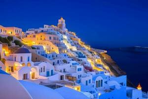 paysage méditerranéen Santorin île, Grèce . ai génératif pro photo