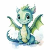 mignonne aquarelle peu dragon bébé illustration isolé clipart personnage photo