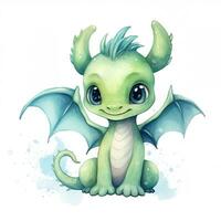 mignonne aquarelle peu dragon bébé illustration isolé clipart personnage photo