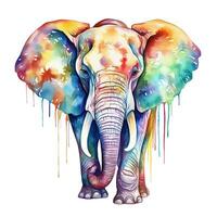 coloré image de éléphant, aquarelle illustration isolé sur blanc Contexte photo