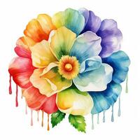 brillant coloré aquarelle fleur, abstrait usine, clipart sur une blanc Contexte photo