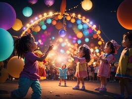 monde enfants journée fête, ai généré photo