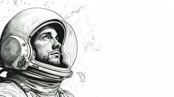 génératif ai, astronaute dans scaphandre, typographie ancien style photo