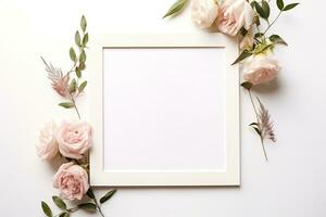 ai généré fleurs sur blanc avec copie espace photo