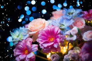 ai généré fleur Contexte avec bokeh lumières et copie espace photo