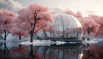 circulaire harmonie structure au milieu de rose des nuages ai généré photo