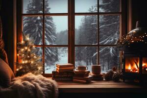 une confortable et chaud Noël fond d'écran.ai génératif photo