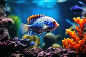 une magnifique poisson et aquarium fond.ai génératif photo