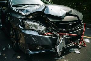 une endommagé voiture dans une voiture crash.ai génératif photo