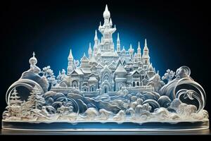 hiver festivals ornemental la glace sculpture chef-d'oeuvre isolé sur une blanc Contexte photo