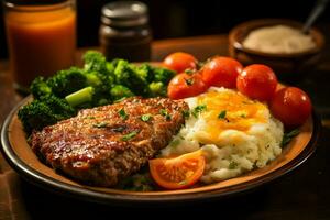 proche en haut cinématique coup Anglais petit déjeuner. haute qualité. ai génératif photo