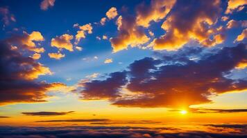 ciel le coucher du soleil plus de le des nuages. ai généré photo