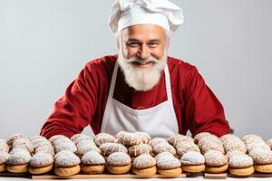 boulanger artisanat vacances des pâtisseries dans Nouveau ans tenue isolé sur une blanc Contexte photo