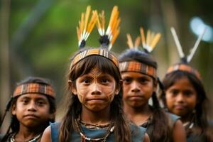 portrait de indigène tribu personnes. génératif ai photo