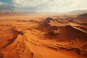 désert paysage avec rouge le sable et bleu ciel ai génératif photo