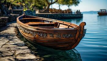 en bois pêche bateau ai génératif photo