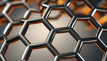 atomique douche métal des atomes sur hexagonal la grille ai généré photo