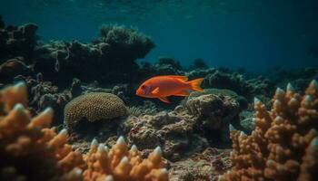 sous-marin poisson récif, la nature l'eau scaphandre autonome plongée corail tropical climat généré par ai photo