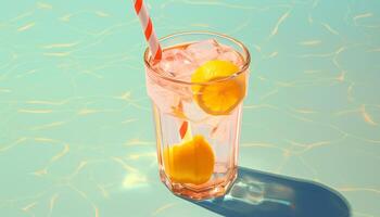 fraîcheur dans une verre, été cocktail avec agrumes fruit généré par ai photo