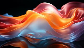 abstrait toile de fond avec lisse, écoulement vague modèle dans vibrant couleurs généré par ai photo