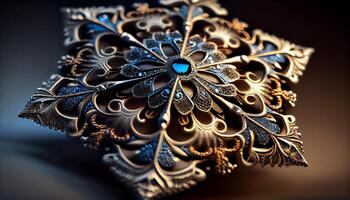 luxe or bijoux avec fleuri floral modèle généré par ai photo