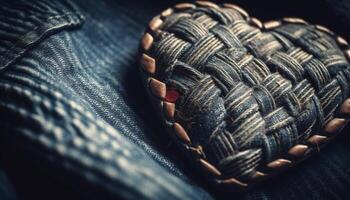 denim veste cuir les poches ajouter dureté généré par ai photo