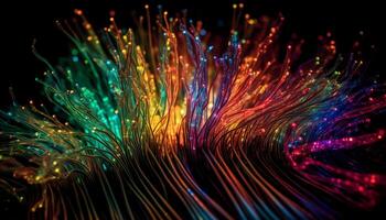 embrasé fibre optique toile de fond illumine vibrant multi coloré fête modèle généré par ai photo