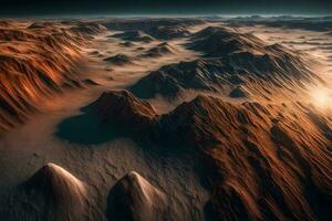 le la glace sur Mars' poteaux regards très magnifique lorsque il brille dans le lumière du soleil ai généré photo