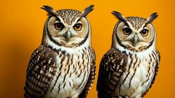 studio portrait de surpris hibou, sur studio Contexte. ai généré photo