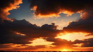 ciel le coucher du soleil plus de le des nuages. ai généré photo