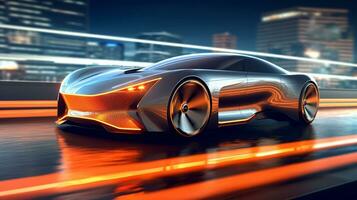 futuriste voiture modèle numérique art, concept art, 3d rendre génératif ai photo