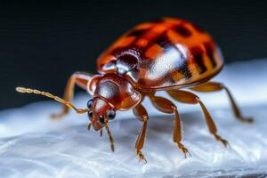 une Célibataire cimex lectularius punaise de lit isolé sur une plaine Contexte pour observation ai généré photo