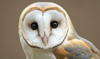 tyto Alba diriger, une commun Grange hibou. proche en haut. génératif ai photo