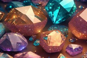 cristal diamant arrière-plan, cristal gemme arrière-plan, cristal diamant fond d'écran, cristal diamant texture, ai génératif photo