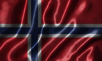 papier peint par drapeau norvégien et drapeau ondulant par tissu. photo