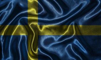 papier peint par drapeau suédois et drapeau ondulant par tissu.